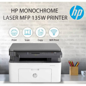 طابعة HP Laser MFP 135W متعددة الوظائف – ليزر أبيض وأسود Wi-Fi