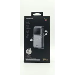 شاحن متنقل UGREEN Uno Power Bank - سعة 10000mAh بقدرة 30W (مع شاشة تعابير تفاعلية وكابل مدمج)