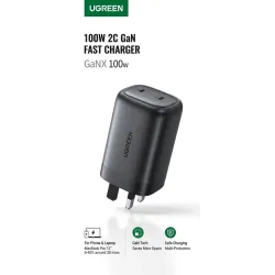 شاحن جداري سريع UGREEN 100W 2C GaN Fast Charger (GaNX 100W)