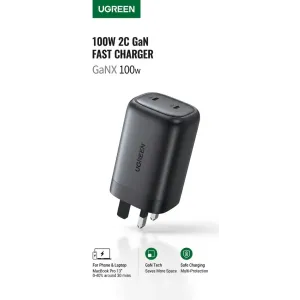 شاحن جداري سريع UGREEN 100W 2C GaN Fast Charger (GaNX 100W) شاحن جداري سريع UGREEN 100W 2C GaN Fast Charger (GaNX 100W)