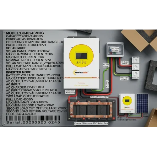 عاكس (انفرتر) شمسي هجين بيور تك سولار 4 كيلو 4000VA / 4000W (PureTeck Solar - BH4024SMHG) عاكس (انفرتر) شمسي هجين بيور تك سولار 4 كيلو 4000VA / 4000W (PureTeck Solar - BH4024SMHG)