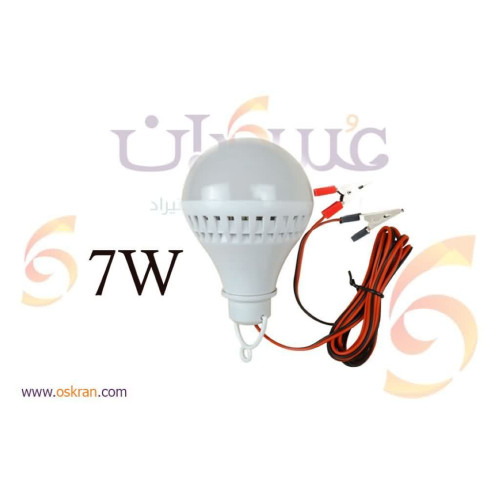 لمبة LED 12V بقدرة 7W مع سلك ومشابك بطارية