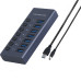 موزع USB 3.0 Hub بسبعة منافذ مع مفاتيح تشغيل وشحن سريع