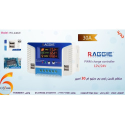 منظم شحن شمسي Raggie PWM 30A مع 4 منافذ USB منظم شحن شمسي Raggie PWM 30A مع 4 منافذ USB