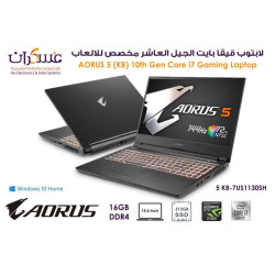 لابتوب GIGABYTE AORUS 5 KB Core i7 جيل 10 للألعاب شاشة 15.6 FHD 144Hz وذاكرة 16GB وSSD 512GB