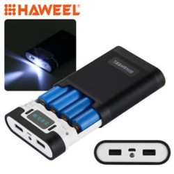 غلاف باور بنك HAWEEL لأربع بطاريات 18650 مع شاشة ومصباح غلاف باور بنك HAWEEL لأربع بطاريات 18650 مع شاشة ومصباح