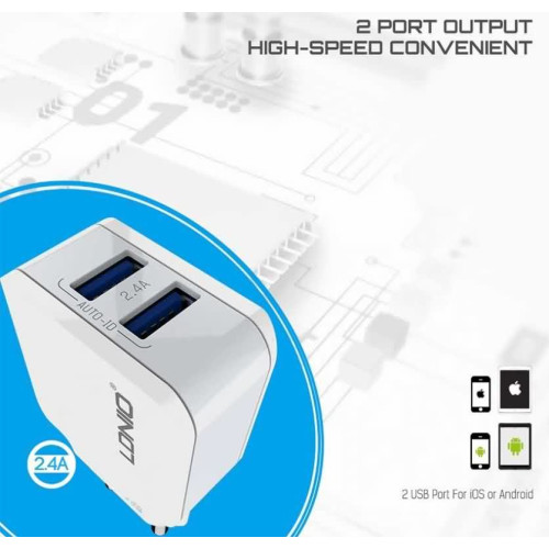 شاحن كهرباء LDNIO A2202 منفذين USB 2.4A