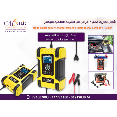 شاحن بطارية ذكي FOXSUR بسبع مراحل 12V 12A / 24V 6A