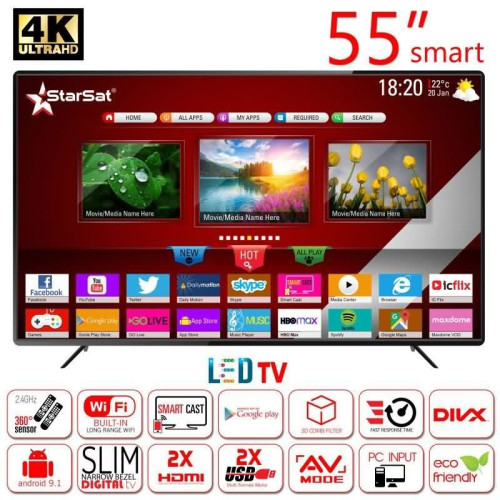 شاشة StarSat Smart LED مقاس 55 بوصة بنظام Android