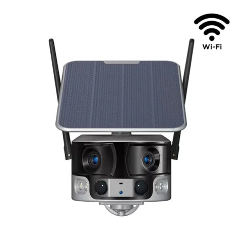 كاميرا مراقبة WiFi مزدوجة العدسة Y6 بدقة 8MP 4K مع لوحة شمسية