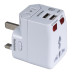 محول سفر عالمي متعدد المداخل مع حماية من زيادة التيار وشاحن USB مزدوج 2.1A